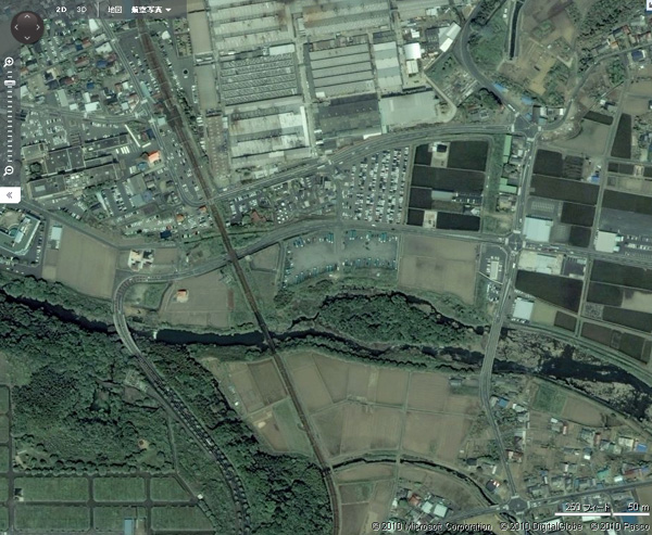 Bing地図 航空写真 岐阜県可児市 名鉄広見線 可児川駅付近