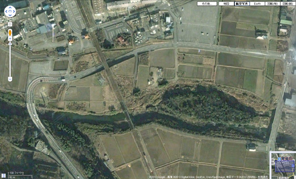 Google Map 航空写真 岐阜県可児市 名鉄広見線 可児川駅付近